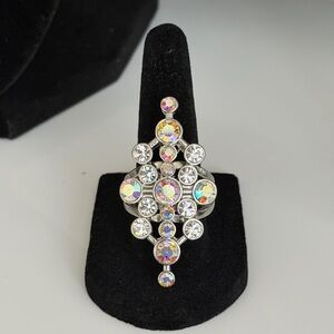 Aurora Crystal Statement Ring - Iridescent and Clear Stones